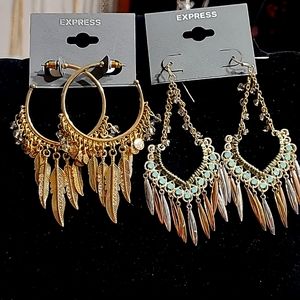 EXPRESS Earrings. 2 PAIRS.  Boho-Chic, large size earrings.